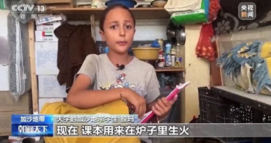 加沙12歲女孩的課本被用來生火 學校成避難所，學生失去受教育的權(quán)利